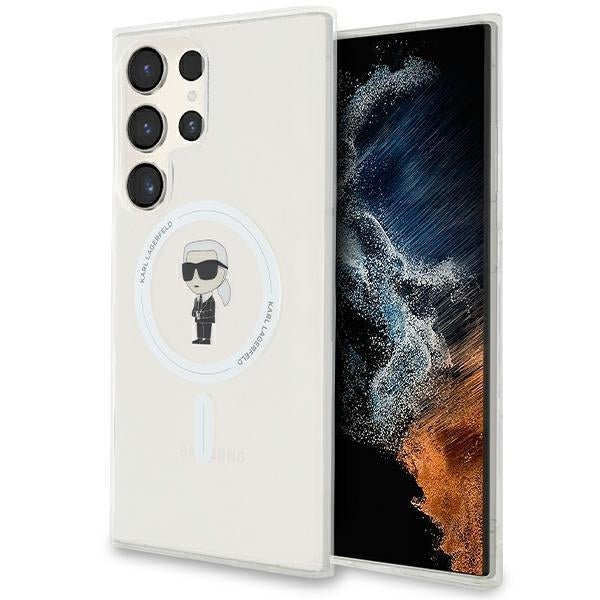Karl Lagerfeld Samsung Galaxy S24 Ultra - IML Ikonik - Magsafe Σκληρή Θήκη με Πλαίσιο Σιλικόνης - Διάφανη - KLHMS24LHFCKNOT