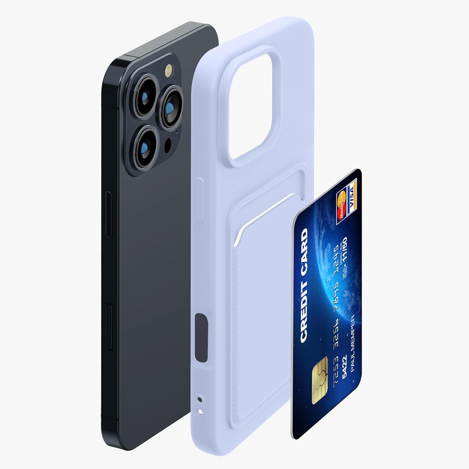 KW iPhone 16 Pro Max Θήκη Σιλικόνης TPU με Υποδοχή για Κάρτα - Lavender