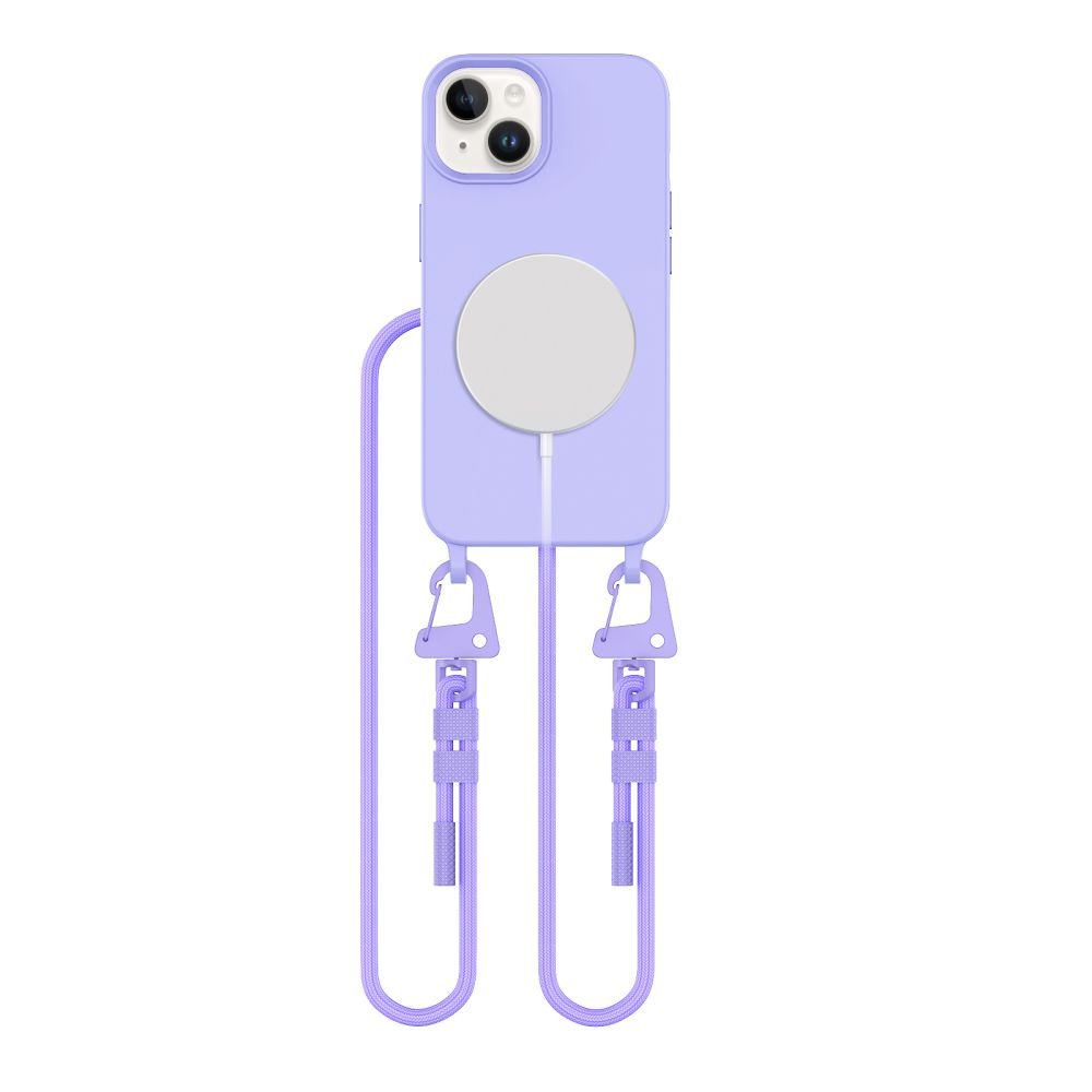 Tech - Protect iPhone 15 MagNecklace - MagSafe Θήκη Σιλικόνης TPU με Pυθμιζόμενο Αποσπώμενο Κορδόνι - Lavender