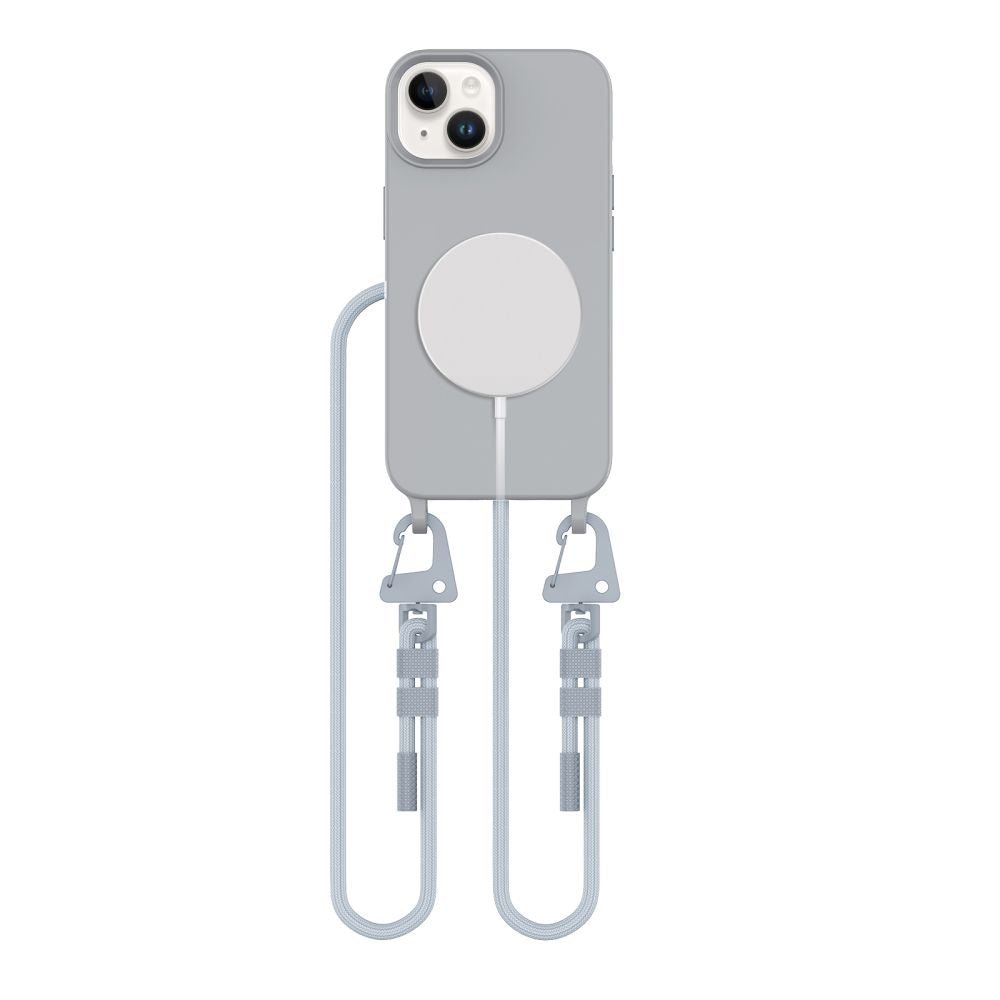 Tech - Protect iPhone 13 MagNecklace - MagSafe Θήκη Σιλικόνης TPU με Pυθμιζόμενο Αποσπώμενο Κορδόνι - Crayon Grey