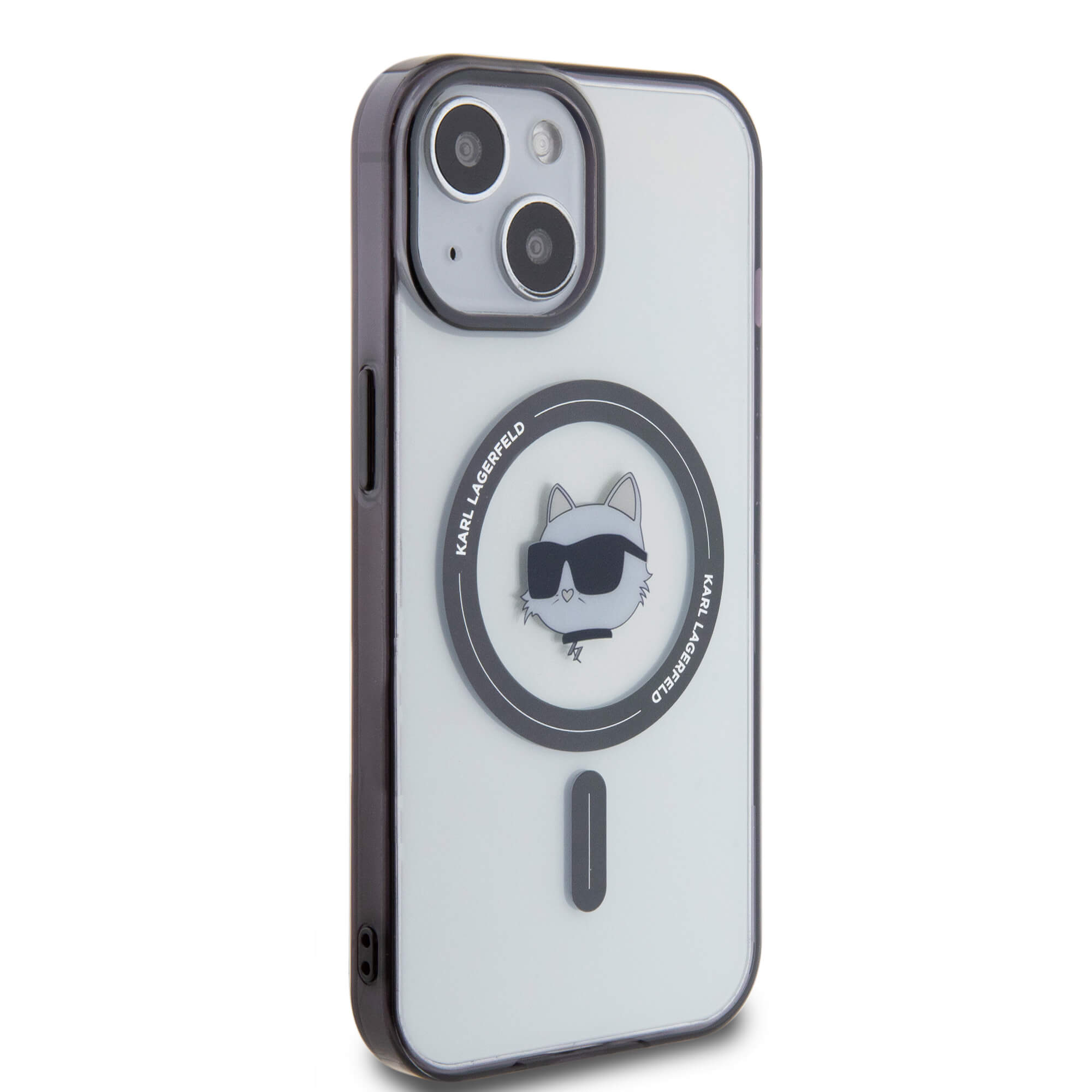 Karl Lagerfeld iPhone 15 Plus / 14 Plus - IML Choupette`s Head MagSafe Σκληρή Θήκη με Πλαίσιο Σιλικόνης και MagSafe - Διάφανη / Black - KLHMP15MHCHNOTK