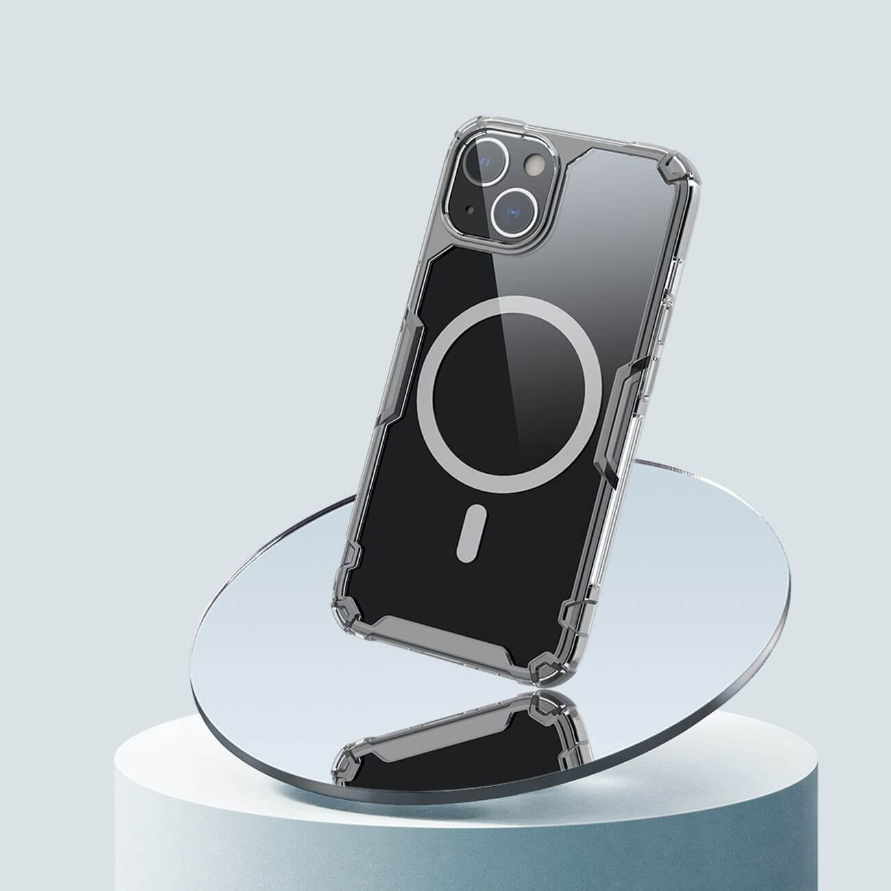 Nillkin iPhone 15 Nature Pro Magnetic - Σκληρή Θήκη με Πλαίσιο Σιλικόνης και MagSafe - Διάφανη / White