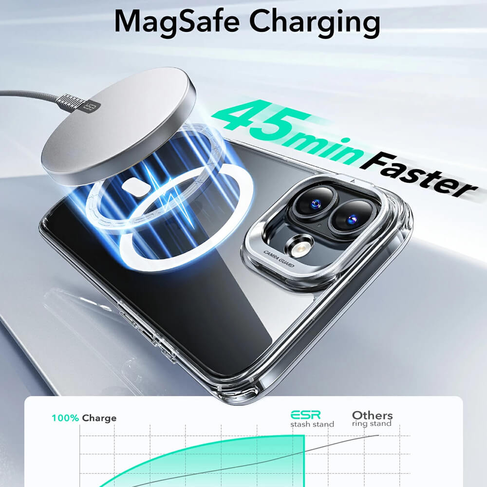 ESR iPhone 16 Plus Classic Hybrid Halolock Kickstand Σκληρή Θήκη με Πλαίσιο Σιλικόνης και MagSafe - Διάφανη / Black