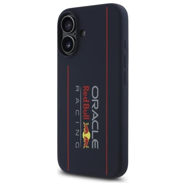 Red Bull iPhone 16 - Silicone Vertical Logo - MagSafe Σκληρή Θήκη με Πλαίσιο Σιλικόνης - Navy - RBHMP16S24SIOLRV