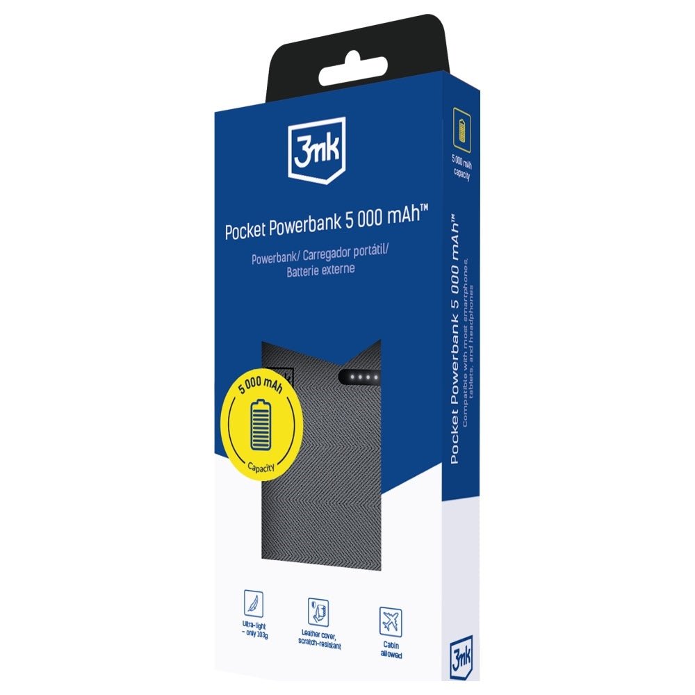 3MK Pocket PowerBank 5000mAh με 1 Θύρα Type - C - Grey