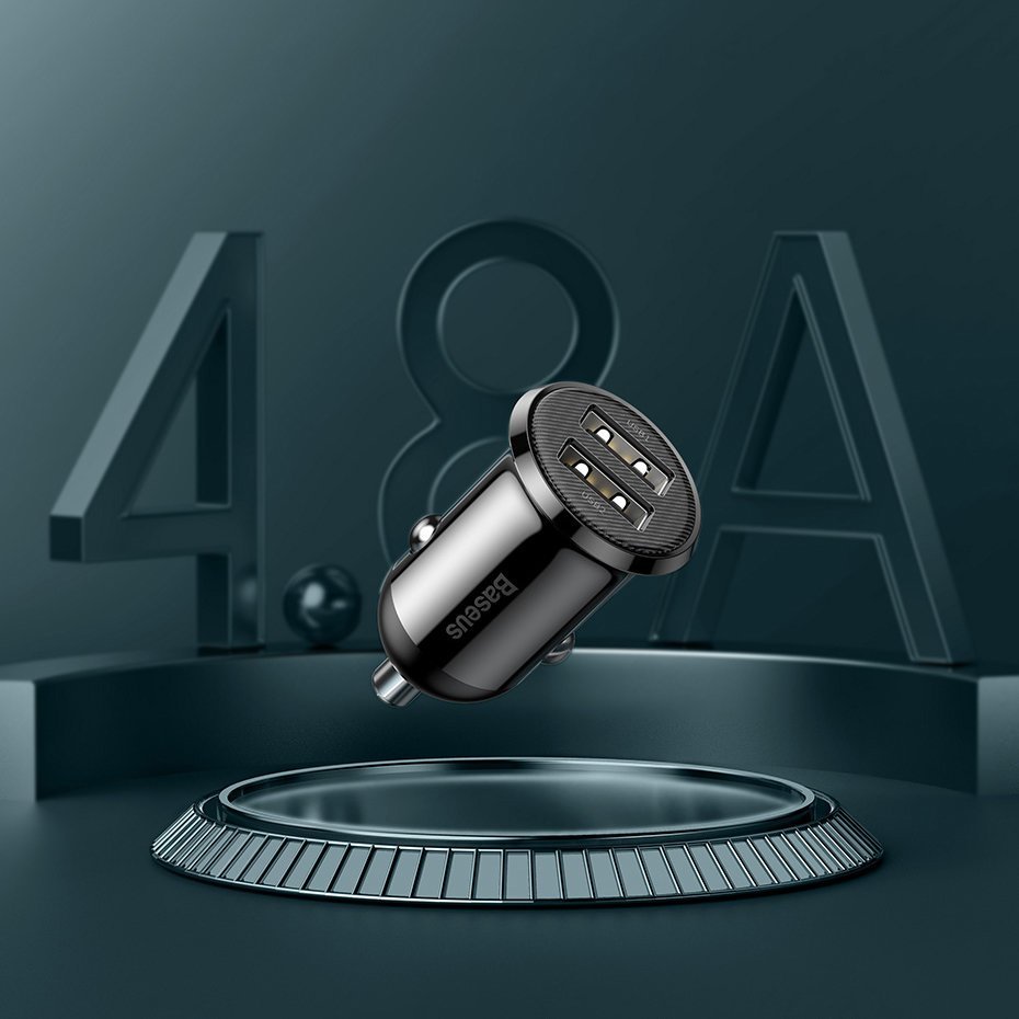 Baseus Grain Pro Car Charger - Φορτιστής Αυτοκινήτου 4.8A 2xUSB Ports - Black - CCALLP - 01