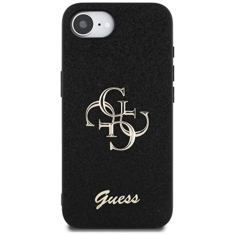 Guess iPhone 16e - Fixed Glitter Big 4G - Σκληρή Θήκη με Πλαίσιο Σιλικόνης - Black - GUHCPSE4HG4SGK