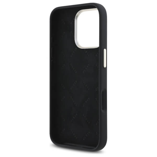 Guess iPhone 16 Pro - Silicone Logo Strass 4G - Σκληρή Θήκη με Πλαίσιο Σιλικόνης - Black - GUHCP16LM4DGPK