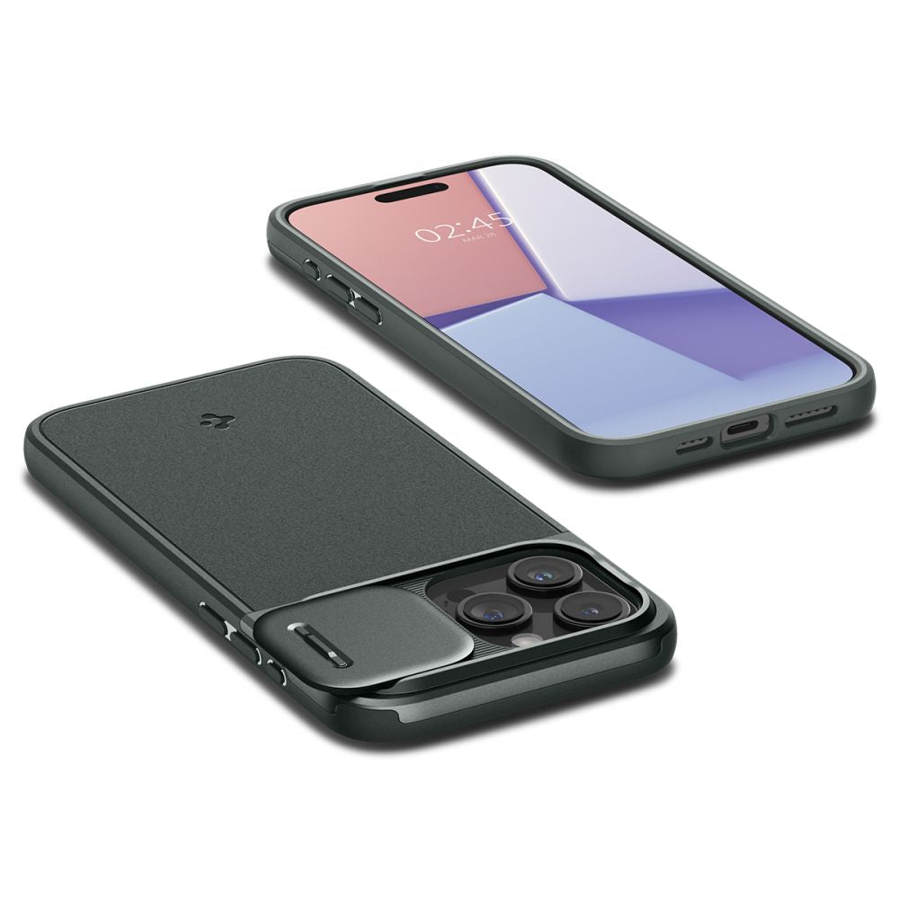 Spigen iPhone 15 Pro Max Optik Armor Mag Θήκη Σιλικόνης με Κάλυμμα για την Κάμερα και MagSafe - Abyss Green