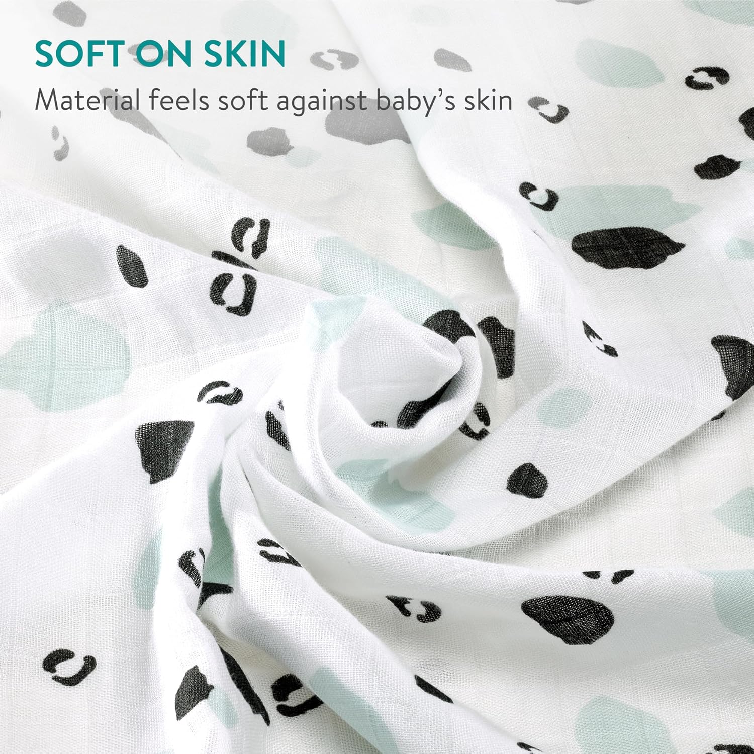 Navaris Σετ με 4 Πάνες Αγκαλιάς από Μουσελίνα για Μωρά - 80 x 80 cm - White / Green - 51484.04