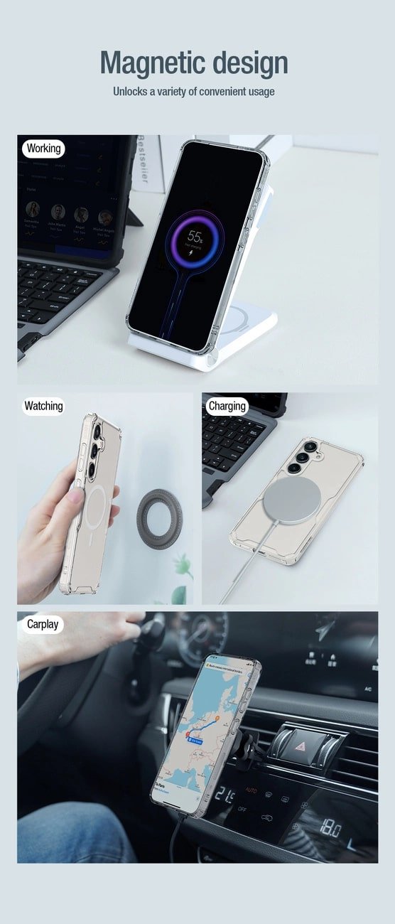 Nillkin Samsung Galaxy S24 Nature Pro Magnetic - Σκληρή Θήκη με Πλαίσιο Σιλικόνης και MagSafe - Διάφανη / White