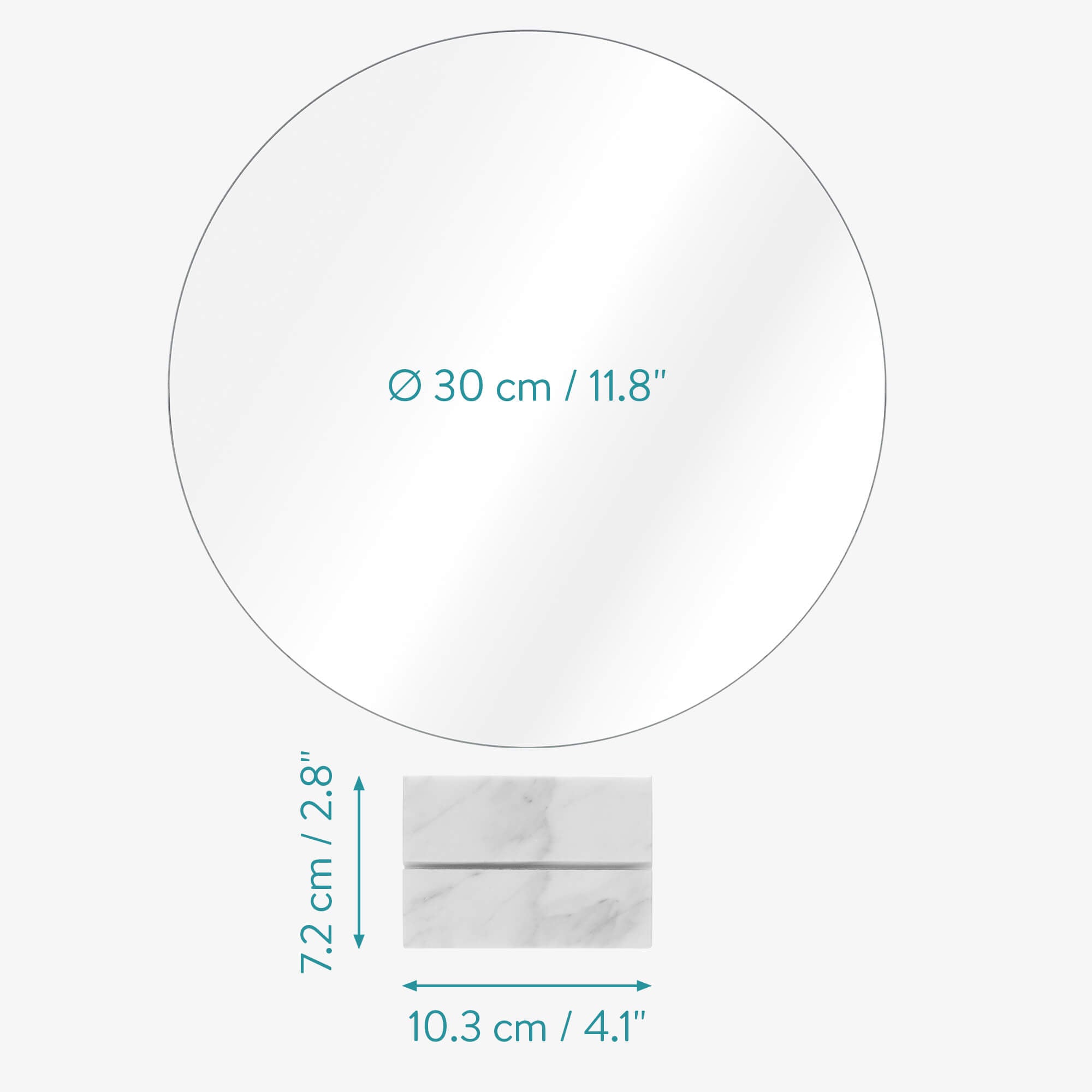 Navaris Στρόγγυλος Επιτραπέζιος Καθρέπτης με Mαρμάρινη Bάση - 30cm - White - 57297.01