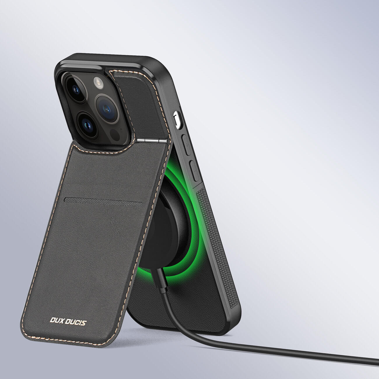Dux Ducis iPhone 15 Pro Rafi Mag Anti - RFID 3in1 Θήκη με Υποδοχή για Κάρτες / Stand και MagSafe - Black