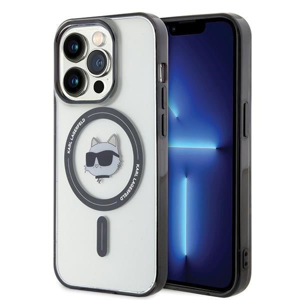 Karl Lagerfeld iPhone 15 Pro - IML Choupette's Head Magsafe Σκληρή Θήκη με Πλαίσιο Σιλικόνης και MagSafe - Διάφανη - KLHMP15LHCHNOTK