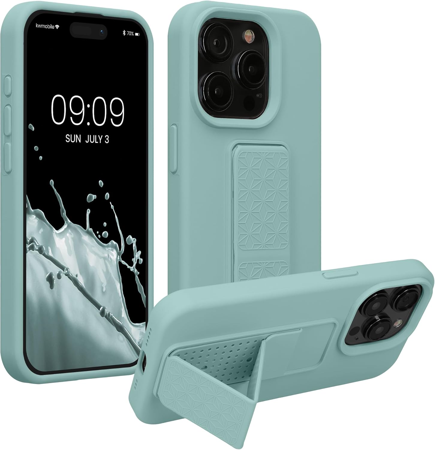 KW iPhone 15 Pro Max Θήκη Σιλικόνης TPU με Finger Holder - Mint Green