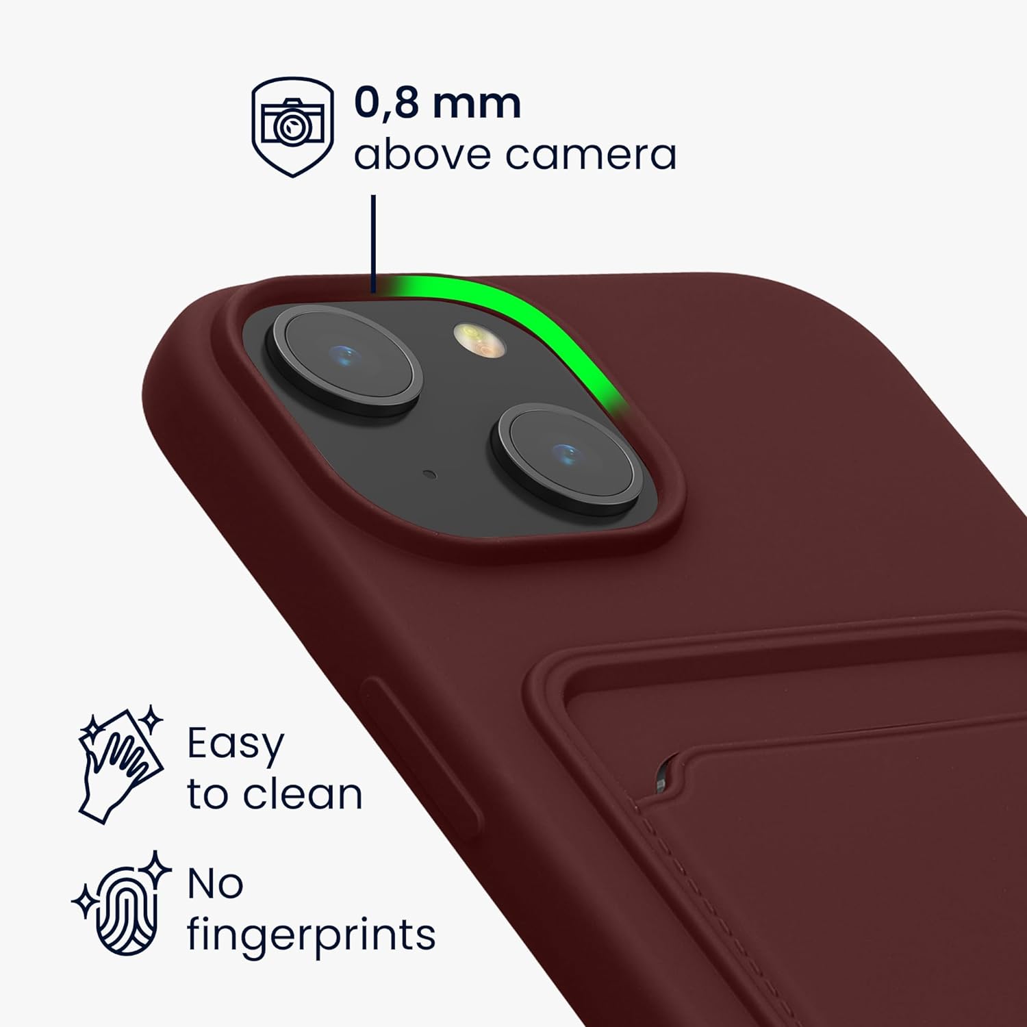 KW iPhone 15 Θήκη Σιλικόνης TPU με Υποδοχή για Κάρτα - Tawny Red