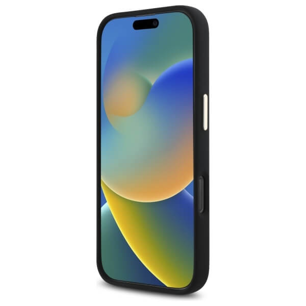 Guess iPhone 16 Pro - Silicone Logo Strass 4G - Σκληρή Θήκη με Πλαίσιο Σιλικόνης - Black - GUHCP16LM4DGPK