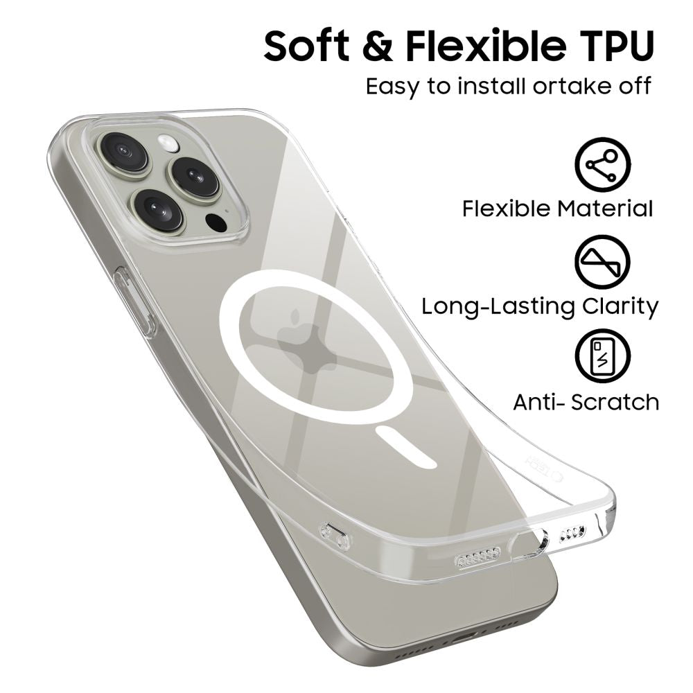 Tech - Protect iPhone 15 Pro Flexair Θήκη Σιλικόνης TPU με MagSafe - Διάφανη