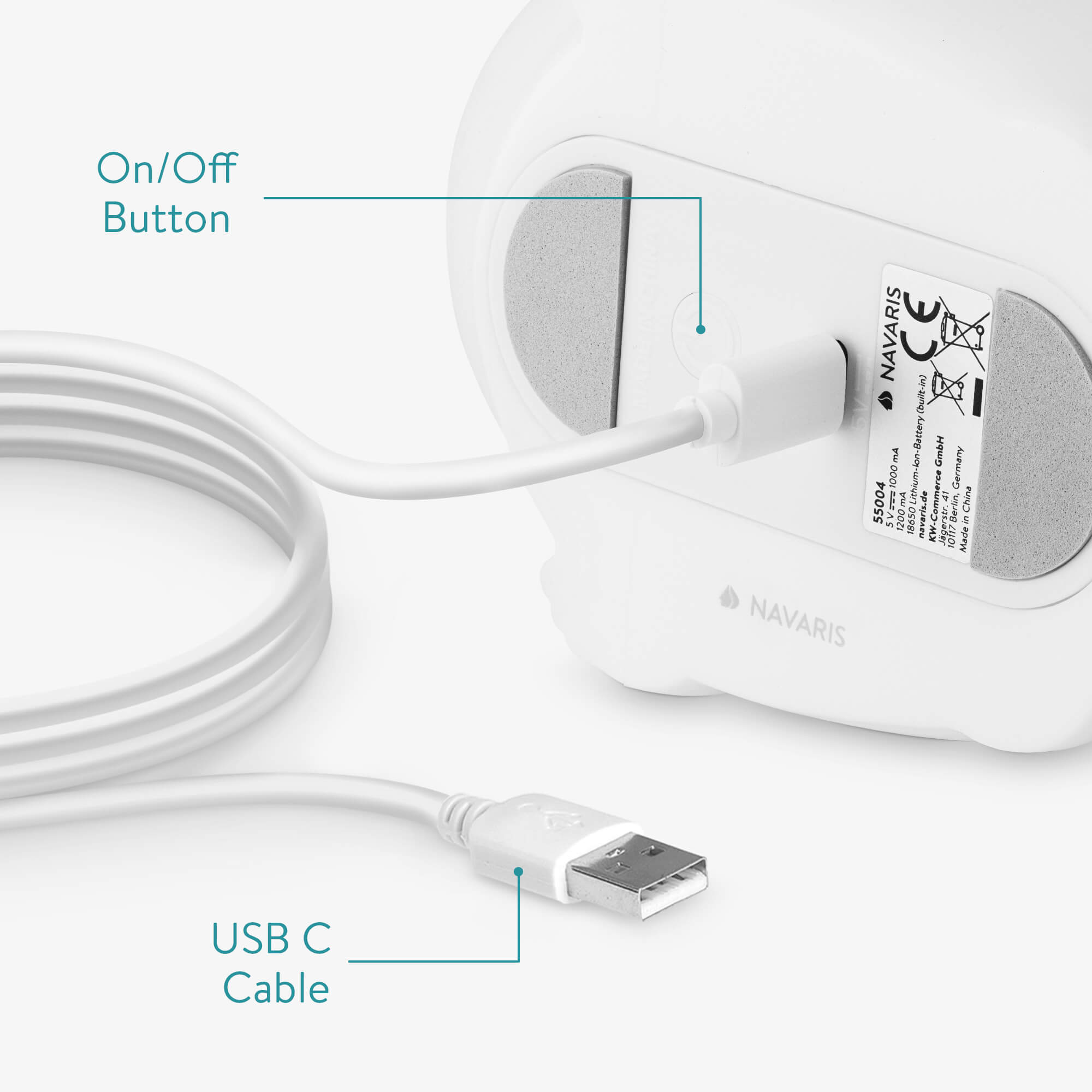 Navaris LED Night Light RGB - Παιδικό Νυχτερινό Φως με Αλλαγή Χρωμάτων - Design Dino Triceratops - White - 55004.02.03