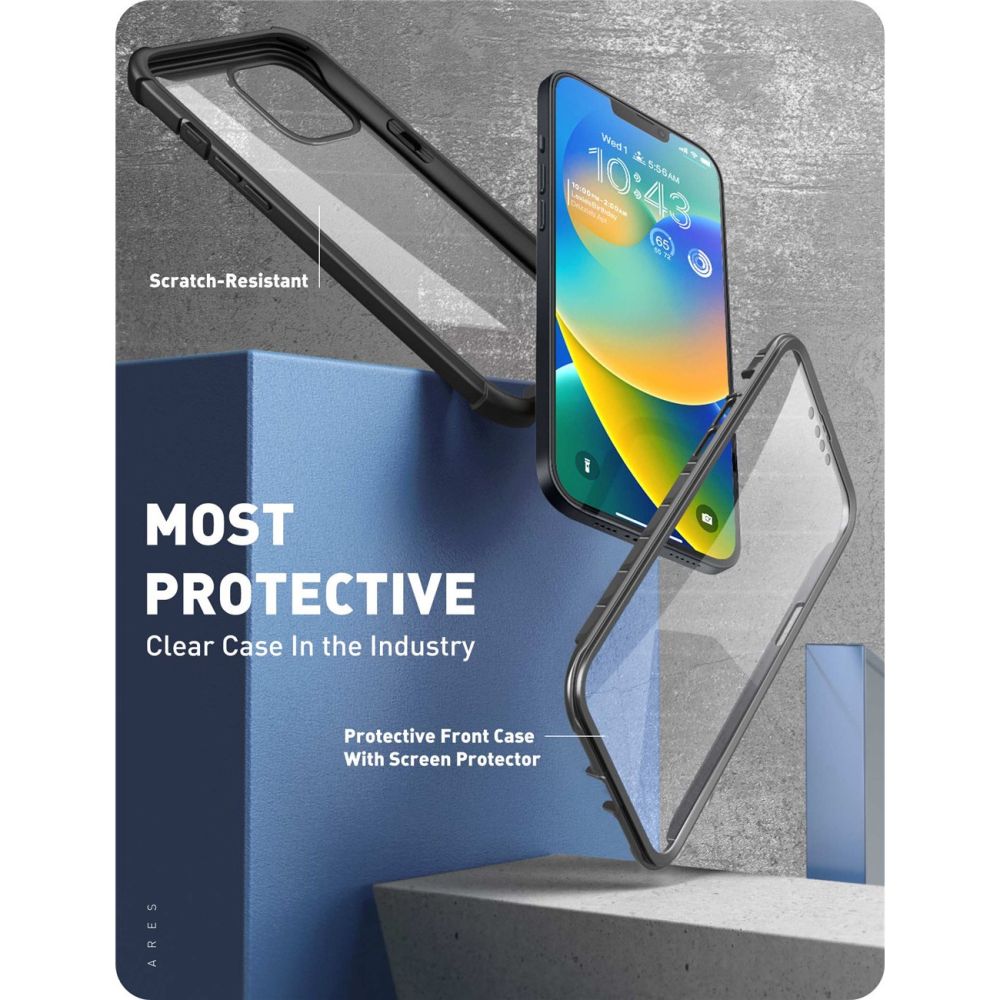 i - Blason iPhone 14 Plus Ares Σκληρή Θήκη με Πλαίσιο Σιλικόνης και Προστασία Οθόνης - Black