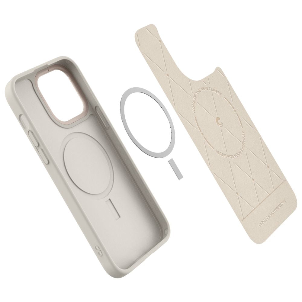 Spigen Cyrill iPhone 14 Pro Kajuk Mag Θήκη με Επένδυση Συνθετικού Δέρματος και MagSafe - Cream