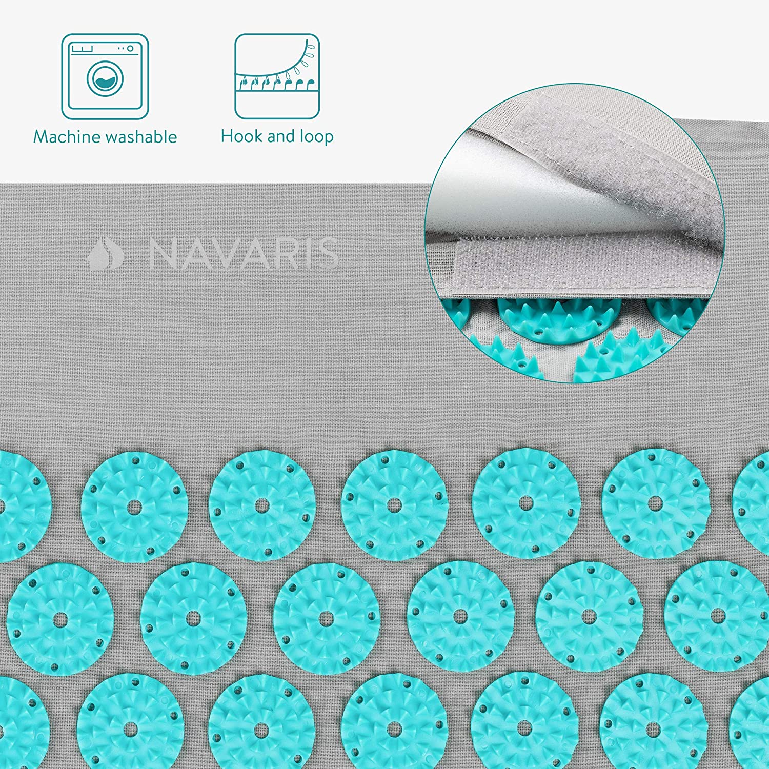 Navaris 2 - in - 1 Acupressure Mat and Pillow Set Σετ 2 σε 1 Χαλάκι και Μαξιλάρι Μασάζ - Grey / Light Blue - 52759.22.23