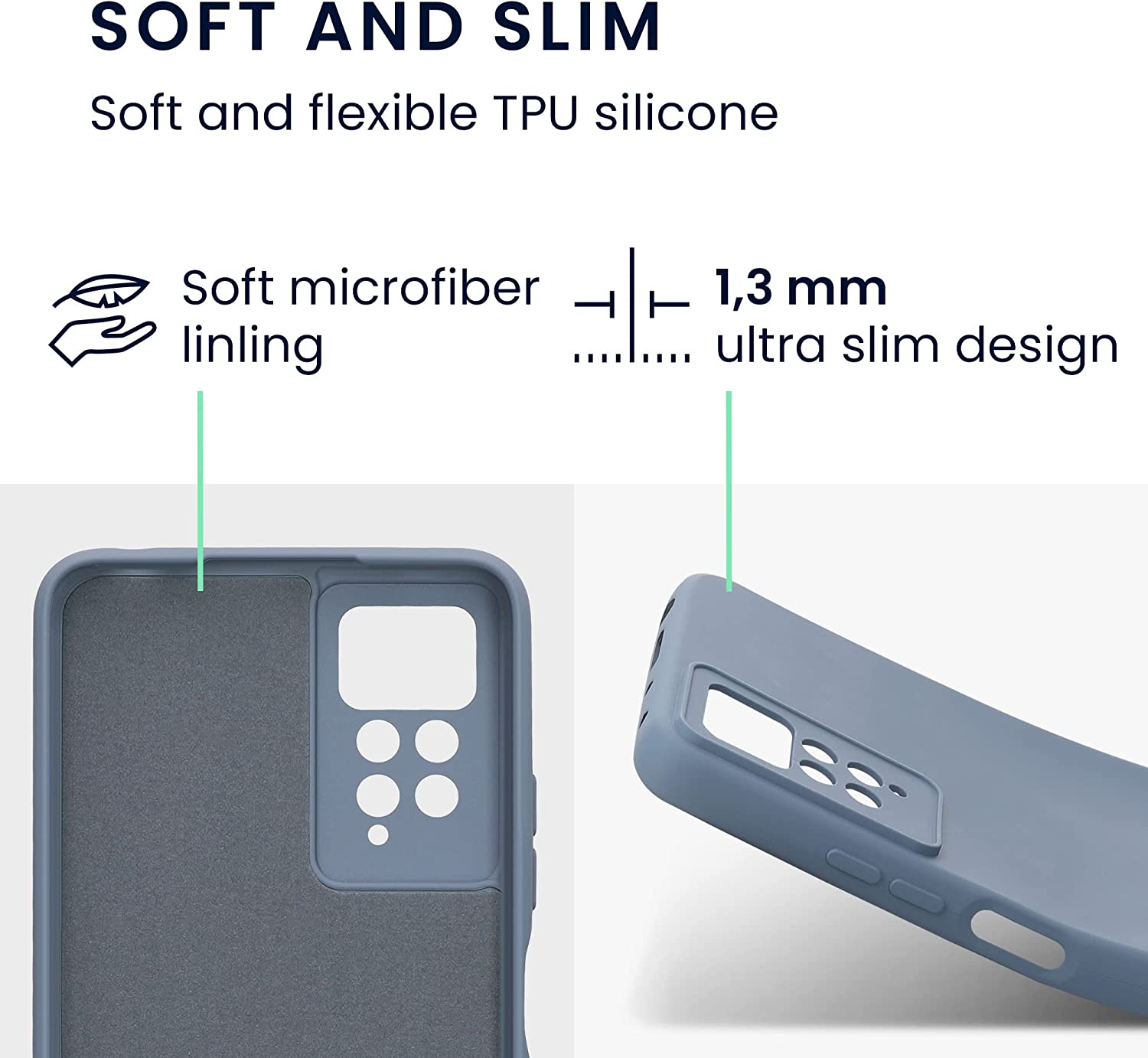 KW Xiaomi Redmi Note 11 Pro / Note 11 Pro 5G Θήκη Σιλικόνης Rubberized TPU - Blue Grey - 57919.12