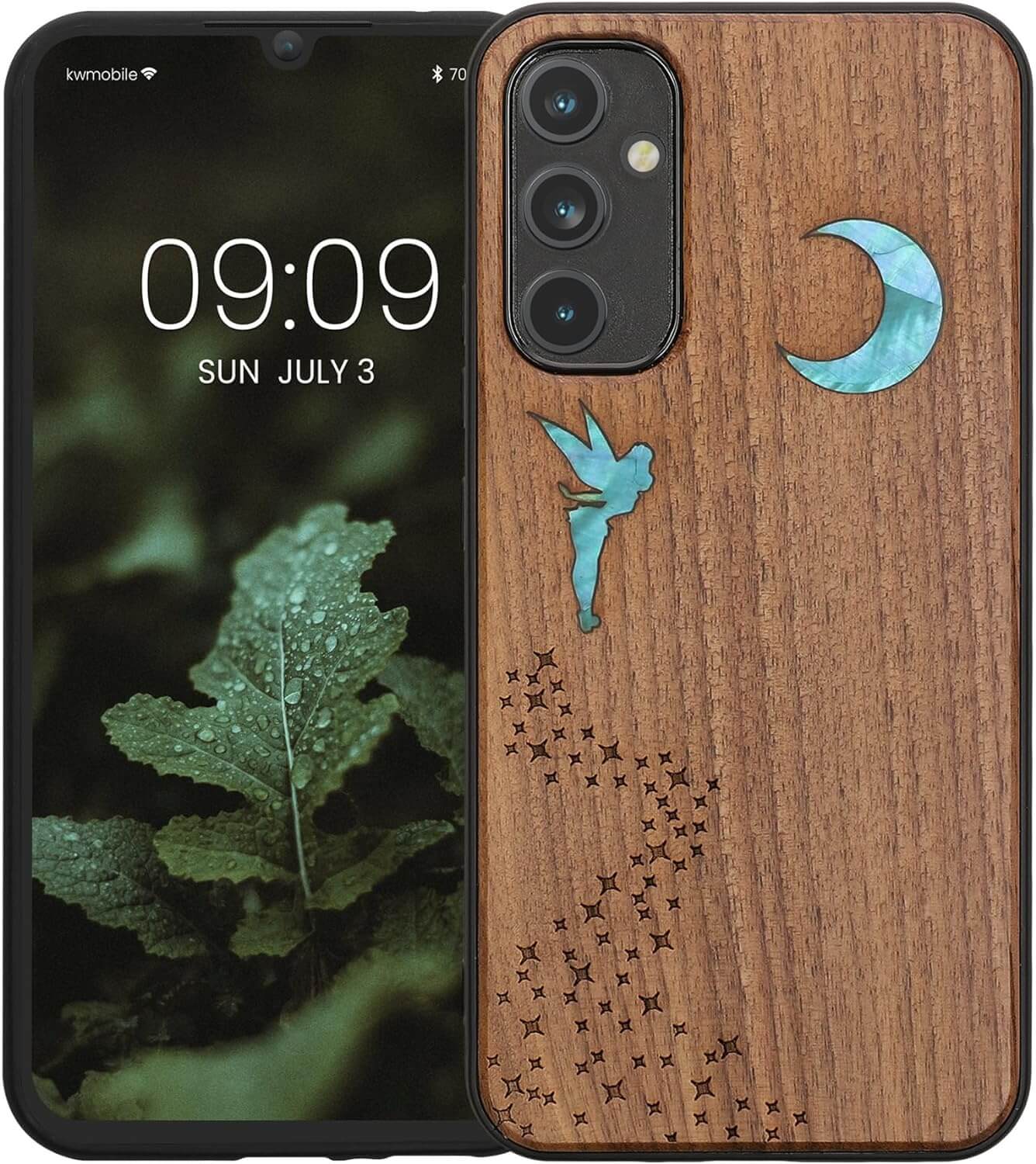 KW Samsung Galaxy A34 5G Θήκη από Φυσικό Ξύλο - Design Mother of Pearl Fairy - Dark Brown - 60813.07