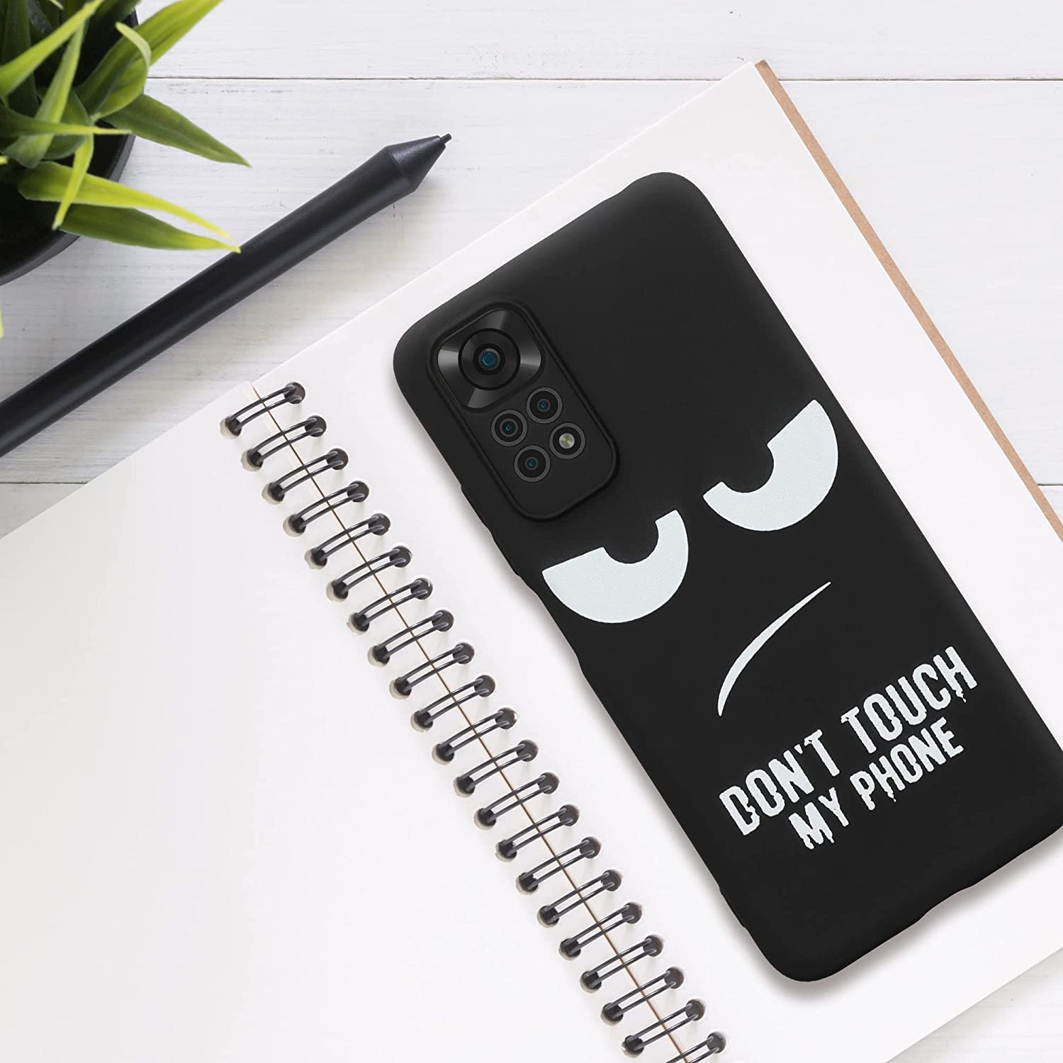 KW Xiaomi Redmi Note 11 / Redmi Note 11S Θήκη Σιλικόνης - Design Don't Touch My Phone - Black / White - 57387.01