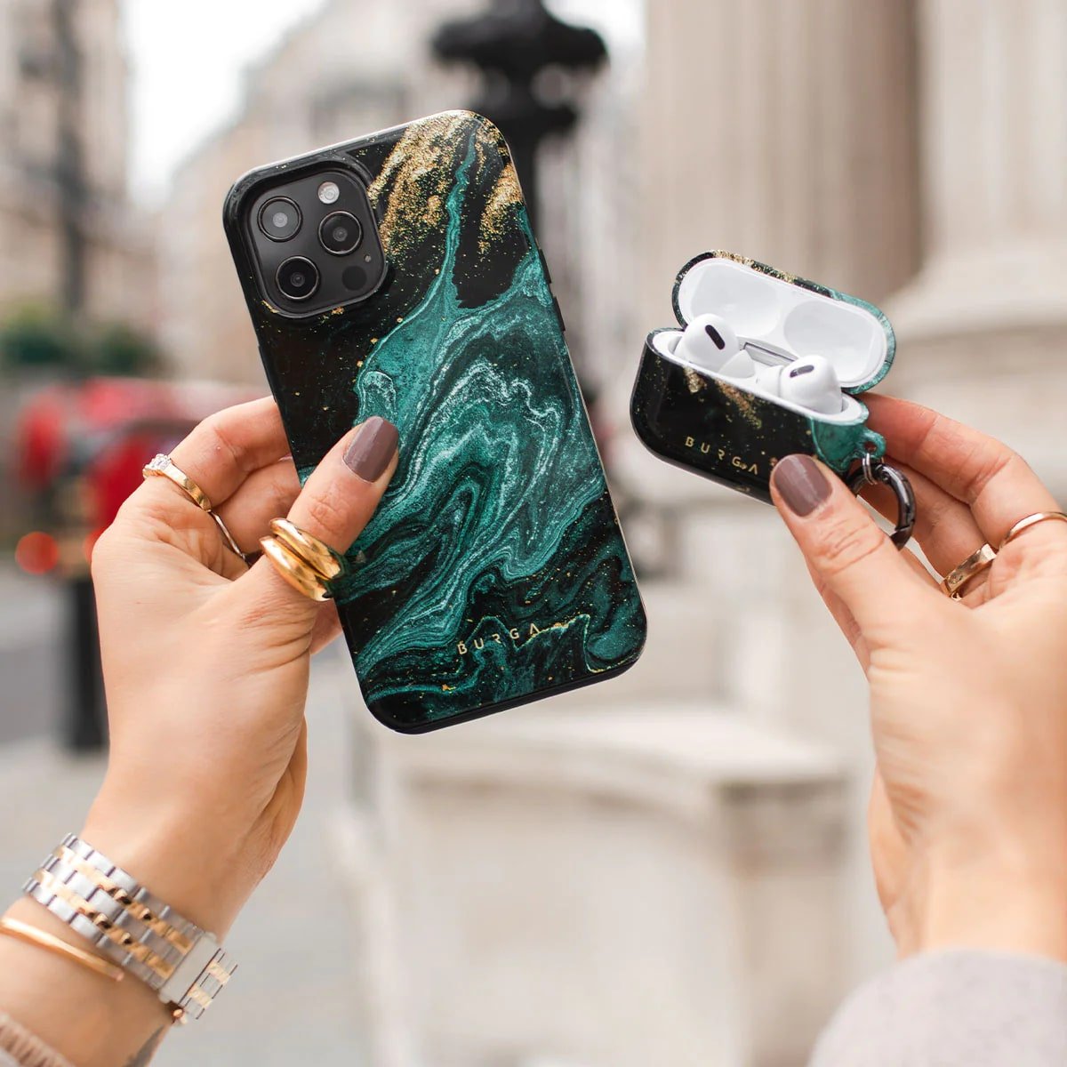 Burga iPhone 15 Pro Max Fashion Tough MagSafe Σκληρή Θήκη με MagSafe - Emerald Pool
