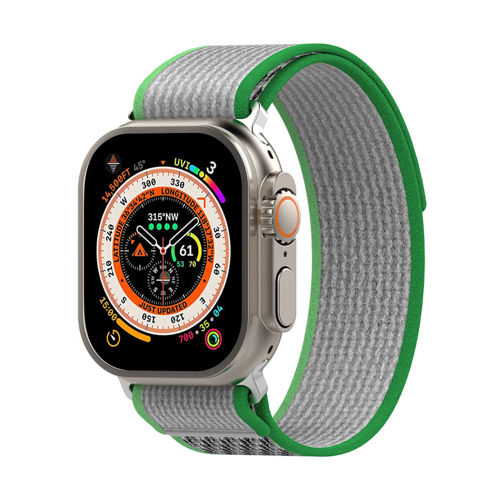 Techsuit Λουράκι Apple Watch 4/5/6/7/8/9/10/11 - SE (1/2/3) - ULTRA (1/2/3) - 44/45/46/49mm Watchband W039 Nylon - Green / Gray