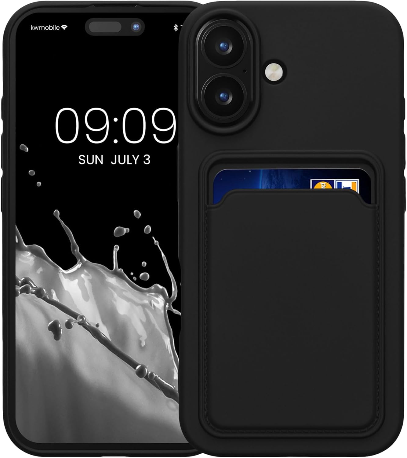 KW iPhone 16 Pro Θήκη Σιλικόνης TPU με Υποδοχή για Κάρτα - Black
