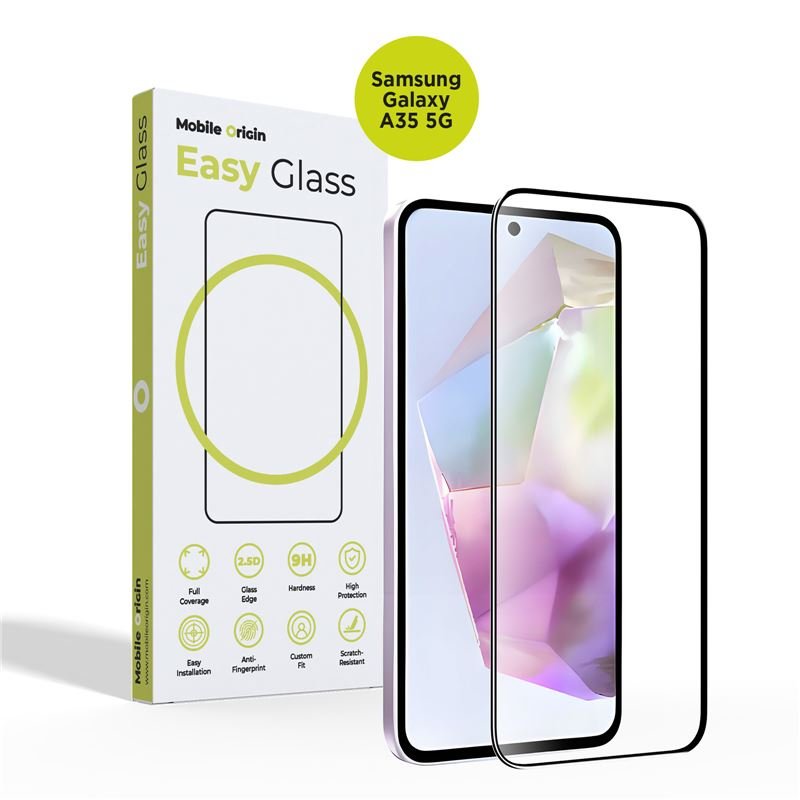 Mobile Origin Samsung Galaxy A35 5G EasyGlass Case Friendly 9H Full Screen Full Glue Tempered Glass Αντιχαρακτικό Γυαλί Οθόνης - Black