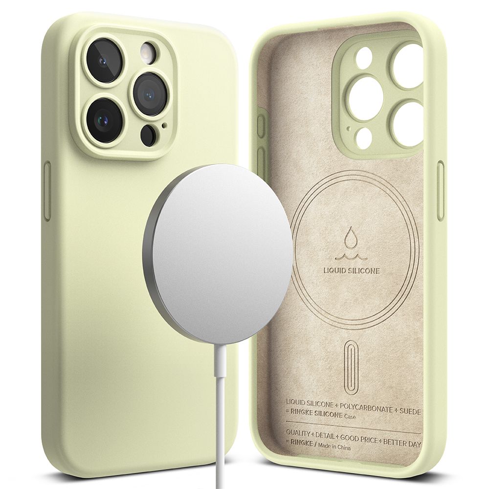 Ringke iPhone 15 Pro Silicone Magnetic MagSafe Case Θήκη Σιλικόνης με MagSafe - Sunny Lime