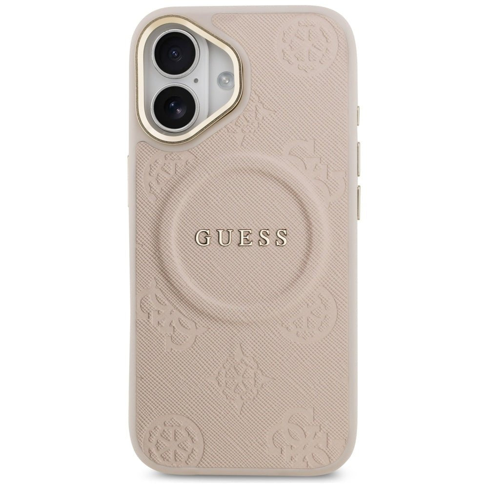 Guess iPhone 17 - Peony Hot Stamp MagSafe - Σκληρή Θήκη με Επένδυση Συνθετικού Δέρματος - Pink - GUHMP17SPSAMSECP