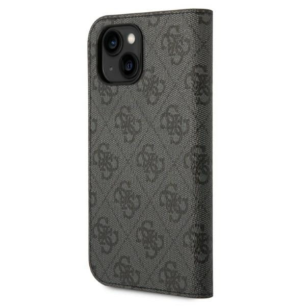 Guess iPhone 14 Plus 4G Vintage Gold Logo Θήκη Βιβλίο από Συνθετικό Δέρμα - Black - GUBKP14MHG4SHK
