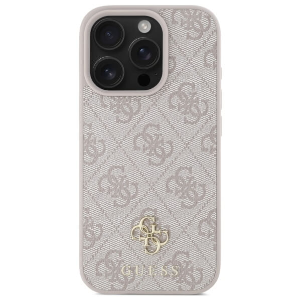 Guess iPhone 16 Pro Max - HC PU 4G Small 4G and Classic - MagSafe Σκληρή Θήκη με Επένδυση από Οικολογικό Δέρμα - Pink - GUHMP16XP4SM4MP