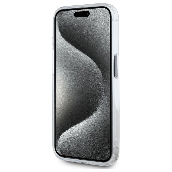 Karl Lagerfeld iPhone 15 Pro - IML Metal Karl and Choupette Head - Σκληρή Θήκη με Πλαίσιο Σιλικόνης και MagSafe - White - KLHMP15LHLSKCH