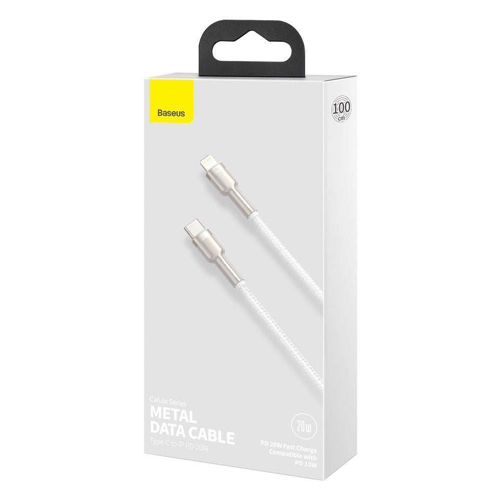 Baseus Cafule Series Metal Data PD 20W - Καλώδιο Δεδομένων και Φόρτισης Type - C to Lightning 1M - White - CATLJK - A02