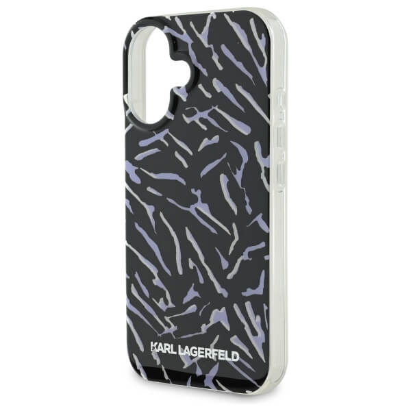 Karl Lagerfeld iPhone 16 Plus - Zebra with Cord - Σκληρή Θήκη με Πλαίσιο Σιλικόνης και Λουράκι - Purple - KLHCP16MHZBPKCCU