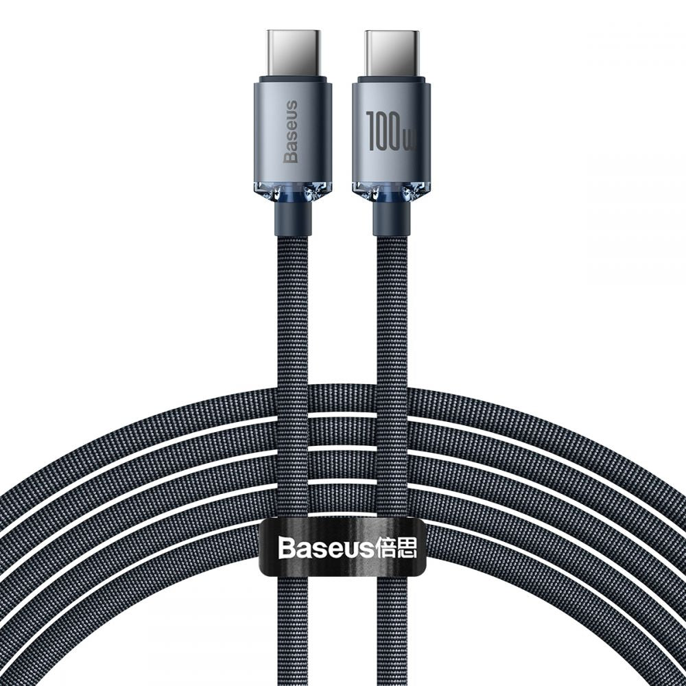 Baseus Crystal Shine Cable Type - C to Type - C PD 100W 3A - Καλώδιο Δεδομένων και Γρήγορης Φόρτισης Type - C to Type - C 2M - Black - CAJY000701