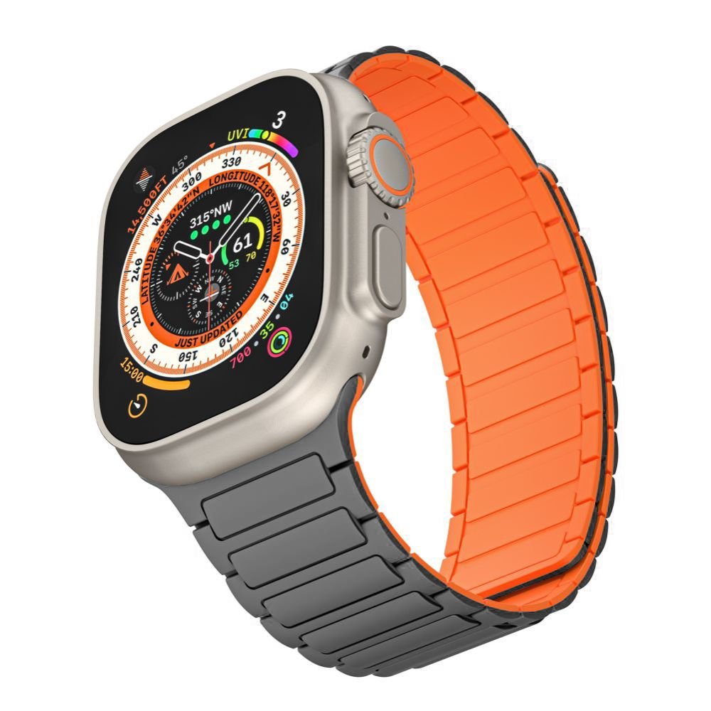 Tech - Protect Λουράκι Apple Watch 4 / 5 / 6 / 7 / 8 / 9 / SE / ULTRA 1 / ULTRA 2 - 42 / 44 / 45 / 49 mm IconBand Magnetic Μαγνητικό Σιλικόνης - Titanium / Orange