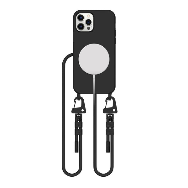 Tech - Protect iPhone 12 / iPhone 12 Pro MagNecklace - MagSafe Θήκη Σιλικόνης TPU με Pυθμιζόμενο Αποσπώμενο Κορδόνι - Black