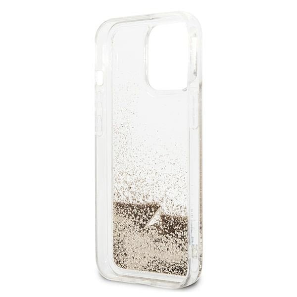 Guess iPhone 14 Pro - Glitter Charms Σκληρή Θήκη με Πλαίσιο Σιλικόνης - Gold - GUOHCP14LGLHFLGO