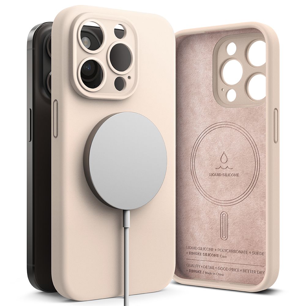 Ringke iPhone 15 Pro Max Silicone Magnetic MagSafe Case Θήκη Σιλικόνης με MagSafe - Pink Sand
