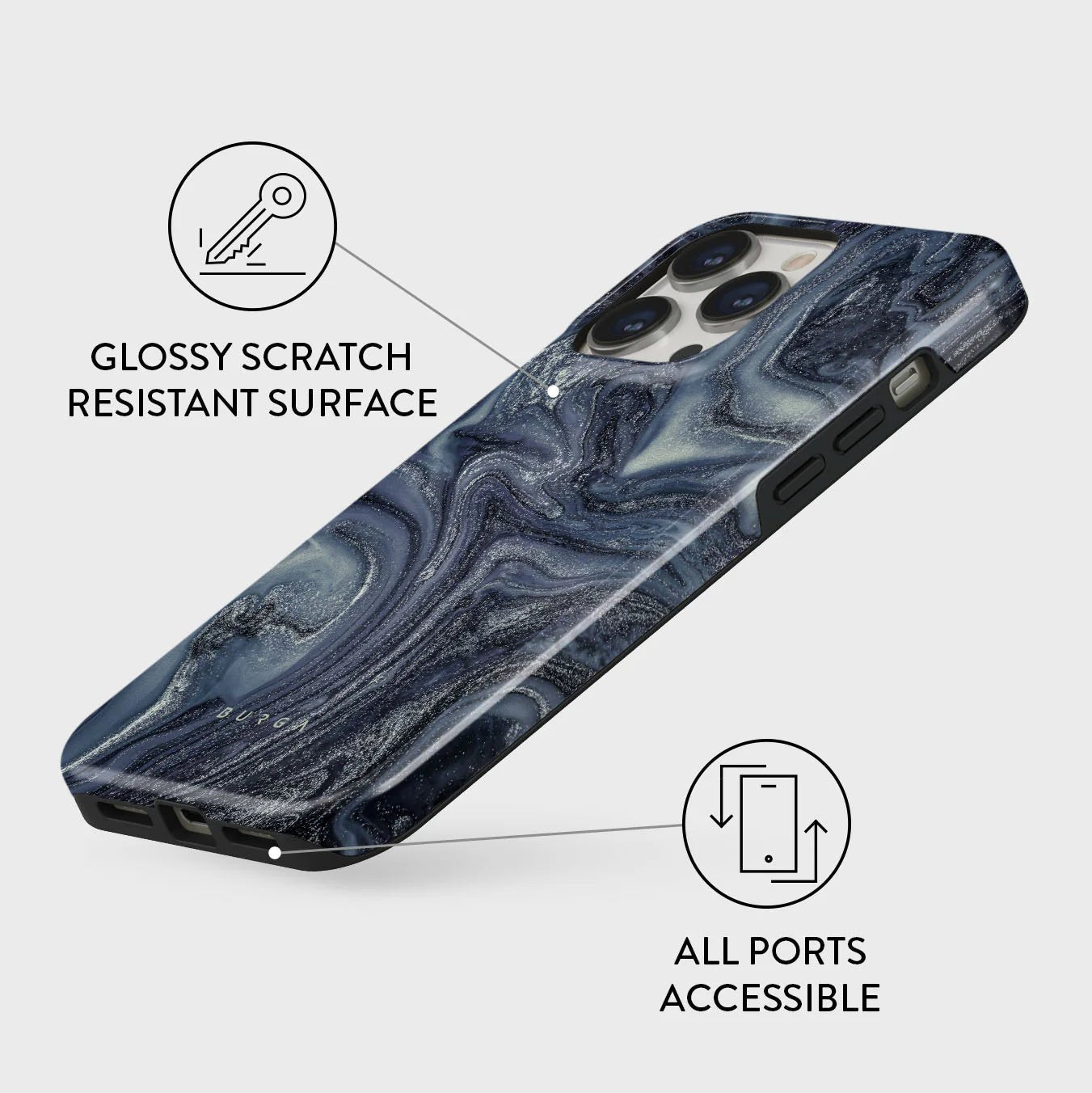 Burga iPhone 14 Pro Max Fashion Tough Σκληρή Θήκη - Navy Trench