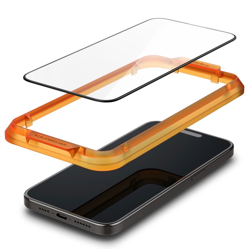 Spigen iPhone 15 FC AlignMaster 2.5D Full Screen Case Friendly Tempered Glass Αντιχαρακτικό Γυαλί Οθόνης 9H - 2 Τεμάχια - Black