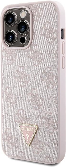 Guess iPhone 15 Pro Max - Crossbody 4G Metal Logo Θήκη με Επένδυση Συνθετικού Δέρματος και Λουράκι - Pink - GUHCP15XP4TDSCPP