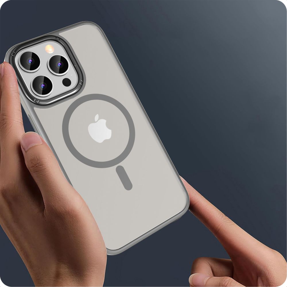 Tech - Protect iPhone 15 Pro MagMat 2 - Σκληρή Θήκη με Πλαίσιο Σιλικόνης και MagSafe - Matte Titanium / Ημιδιάφανη