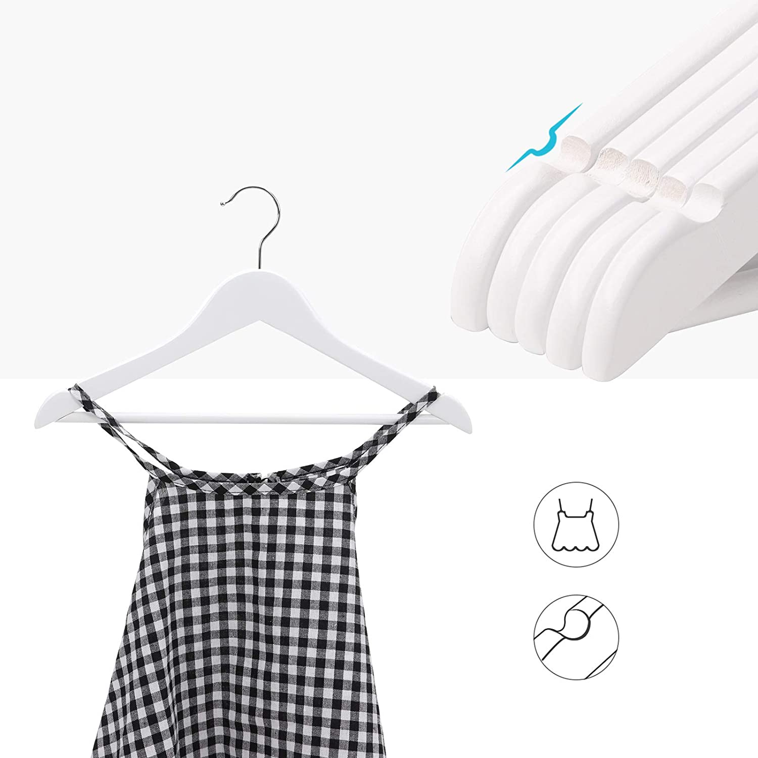 Songmics Σετ με 20 Παιδικές Ξύλινες Κρεμάστρες Ρούχων - White - CRW06W - 20